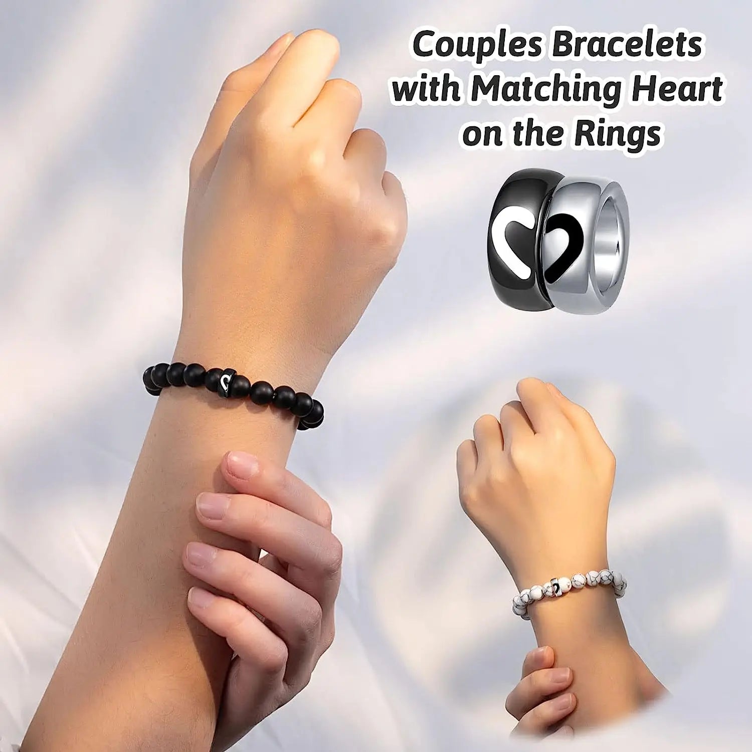 2PCS/Set Couple Ring Bracelets Gifts for My Love,My Man,Boyfriend,Soulmate,Valentine's Day Anniversary Birthday Christmas Gift