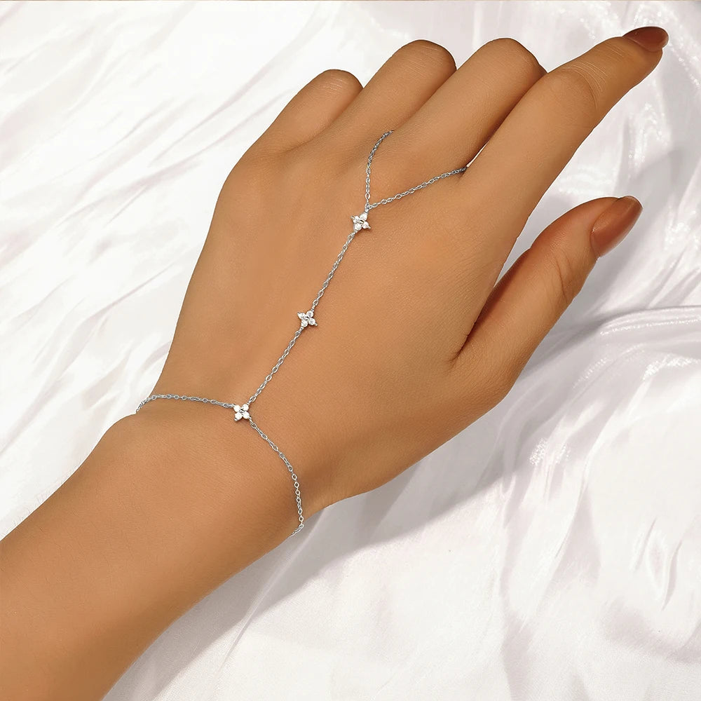 CANNER European American Style Eight-Pointed Star Zircon Bracelet S925 Sterling Silver Personality Simple Versatile Bracelet
