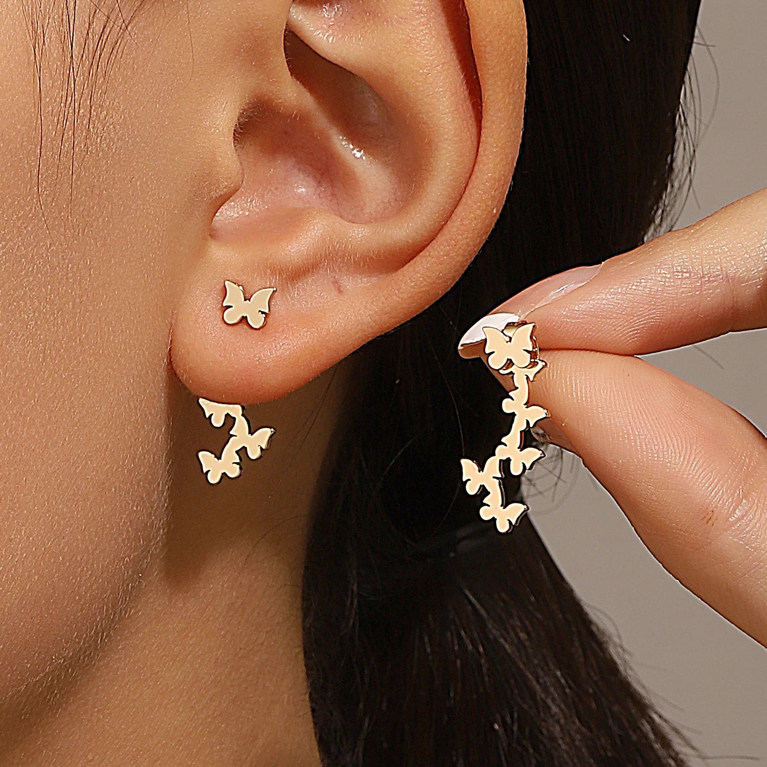 Retro Minimalist Geometric Square Detachable Triangles Stainless steel Stud Earrings for Women Fashion Jewelry Accessories Party