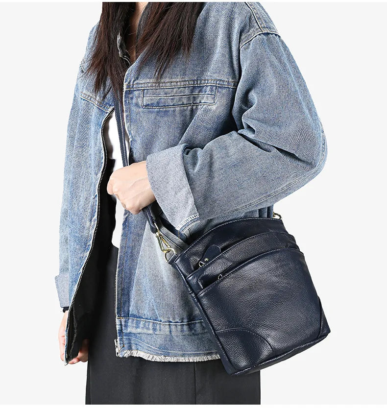 Genuine Leather Women Messenger Bags Cow Leather Crossbody Shoulder Bag Small Female Handbags Capacity Phone Bag for Girls