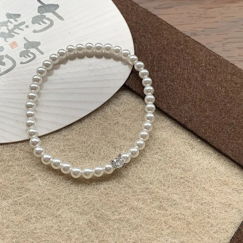 New 925 Silver Geometric Bead Pearl Punk Irregular Asymmetric Adjustable Bracelet For Woman Girl Fashion Jewelry Gift Dropship