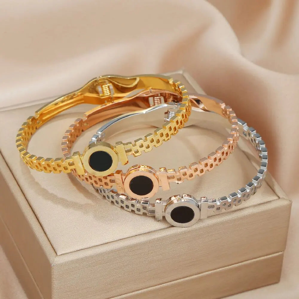 1PC Men's and Women's Fashion Roman Digital Stainless Steel Bracelet for Date, Travel, Banquet, Party, Festival Dressing Gifts