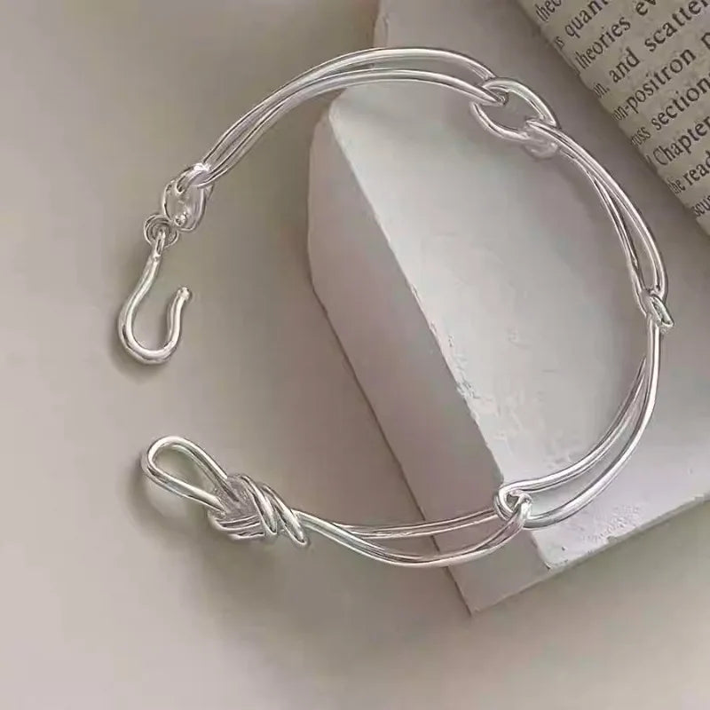 925 Sterling Silver Bracelet Bangle Vintage Open Lock Geometric Punk For Woman Girl Fashion Jewelry Gift Dropship Wholesale