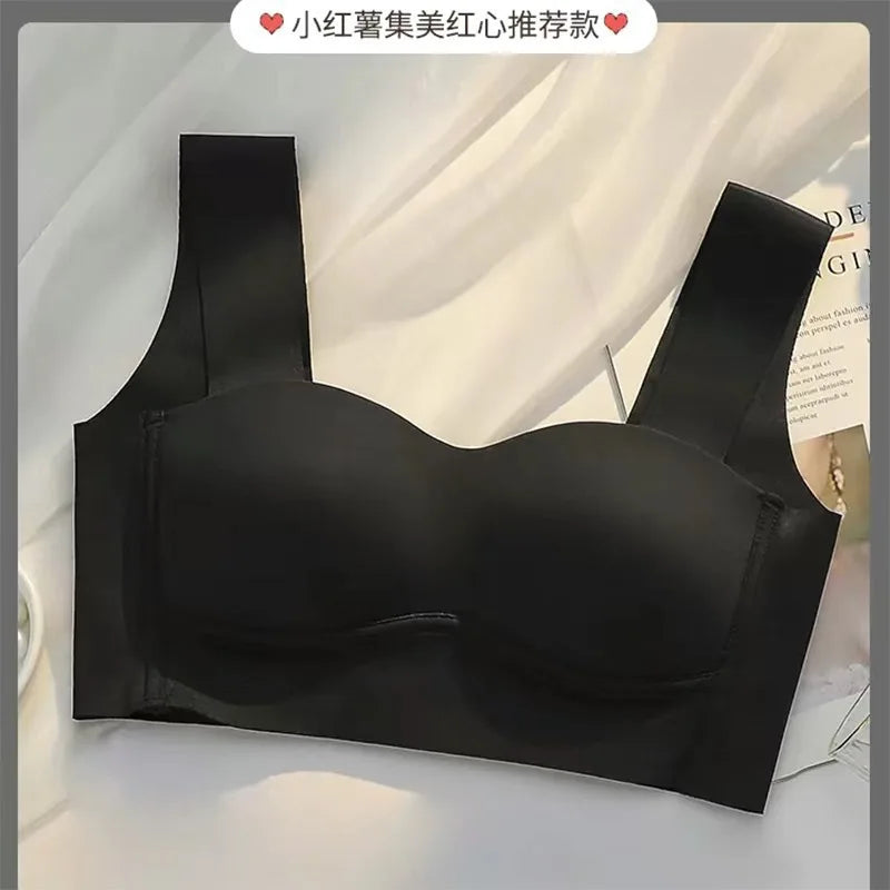 1pcs Women Comfort Bra Summer Ice Silk Vest Style Underwear Girl Wireless Gathered One-piece Brassiere Push Up Lingerie Bralette