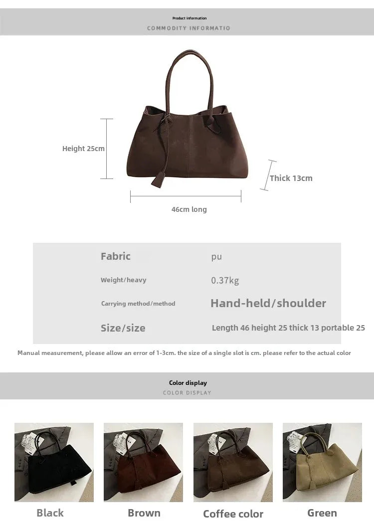 Faux Suede Solid Color High Quality Fashionable Versatile Handbag 2025 Women's Product Hot Selling  Large Capacity Shoulder Bag