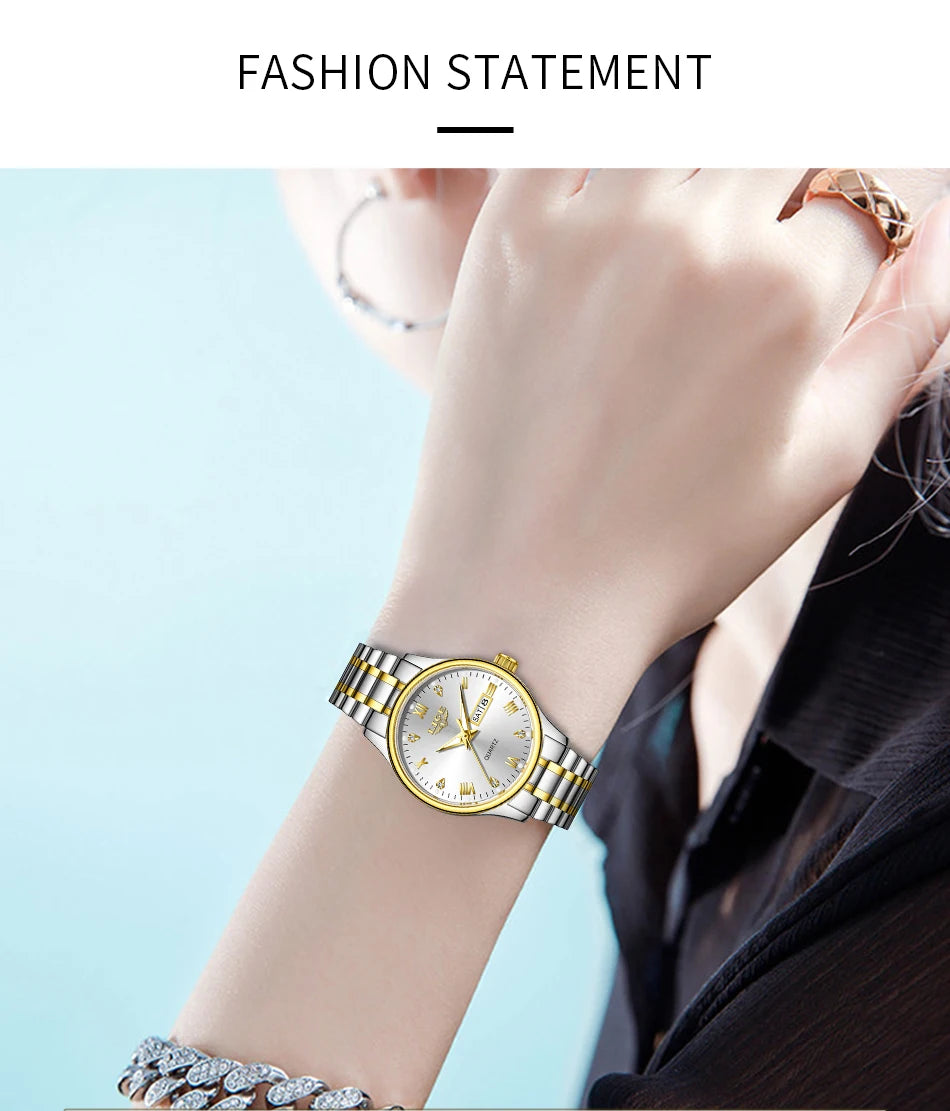 LIGE Women Wrist Watch Original Watches for Ladies Waterproof Stainless Steel Luxury Quartz Woman Wristwatch Diamond Dial Clock