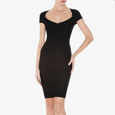 HQBORY Summer Women Pink Bodycon Mini Sexy Bandage Short Sleeve V-neck Party Club Dresses bodycon vestidos