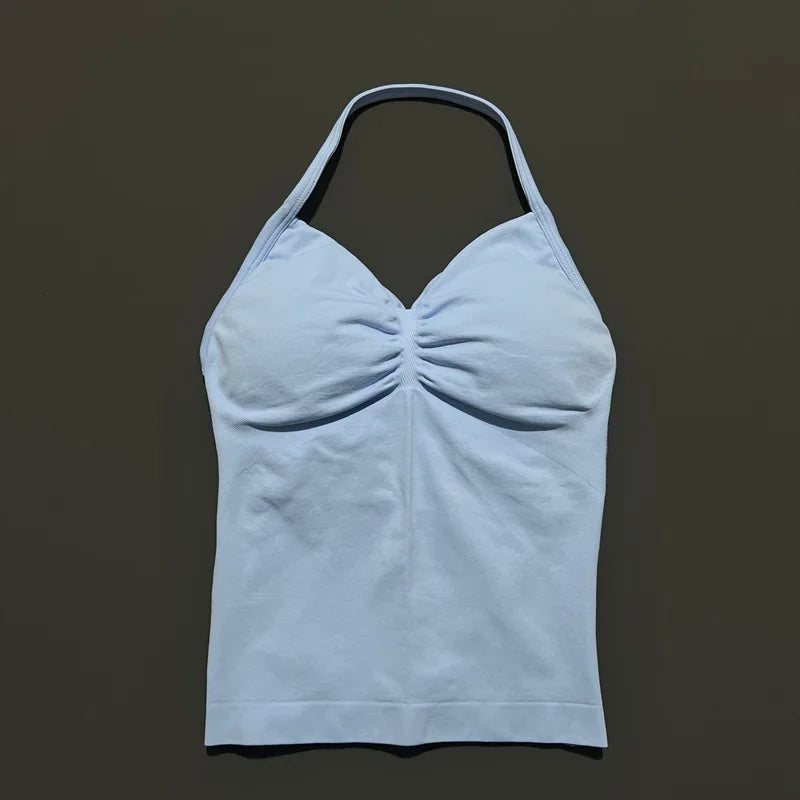 HISTELLO Impact Sports Bra - Longline Strappy Yoga Tank Top