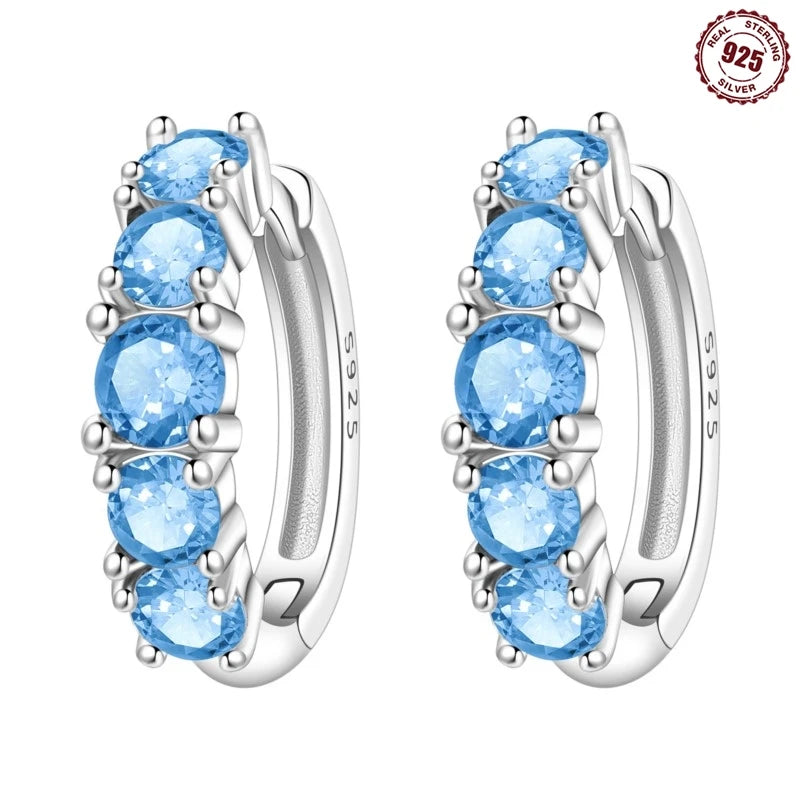 MISEFF Original 925 Sterling Silver Earrings 2025 Hoop Earring Crystal Earings For Women Simple Round Zircon Earing Jewelry
