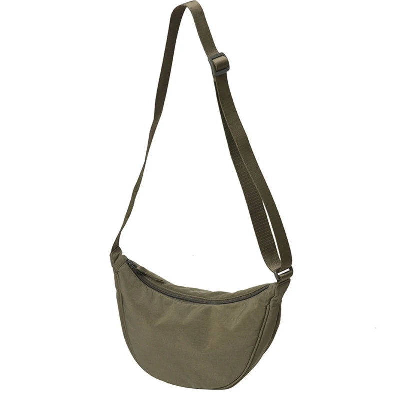 Women Half Moon Shape Crossbody Chest Bag Casual Nylon Shoulder Bag Female Large Capacity Tote Solid Lady Travel Shopper Handbag