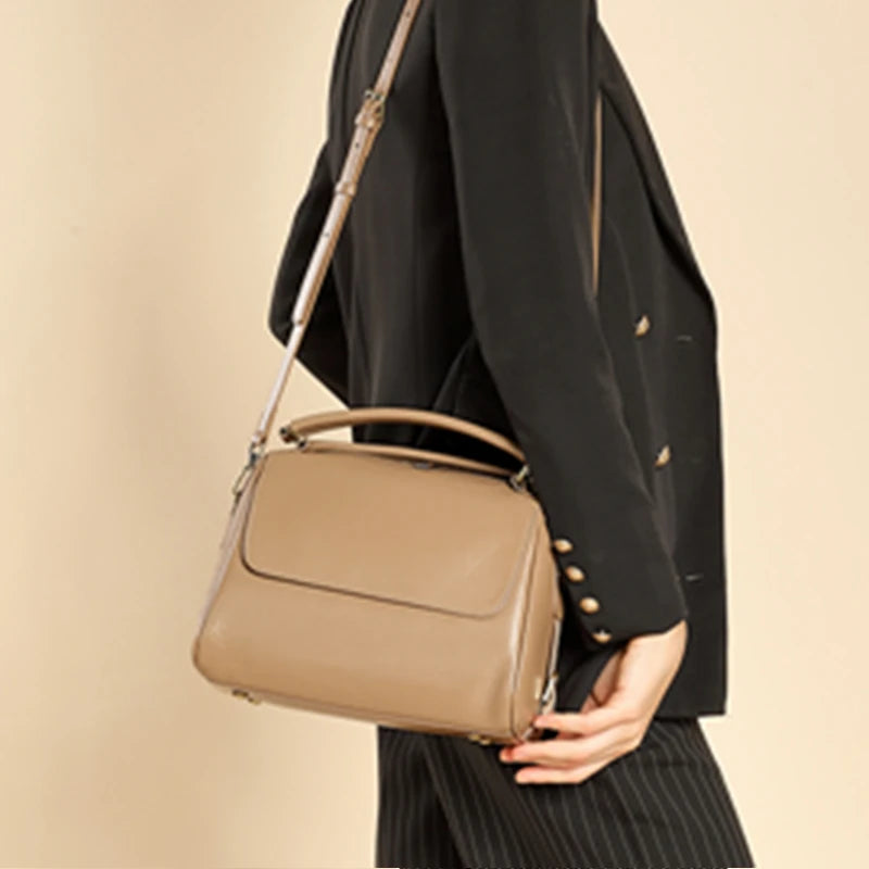 Toptrends 100% Genuine Leather Boston Shoulder Crossbody Bags For Women 2025 Luxury Designer Pillow Tote Satchel Ladies Handbags