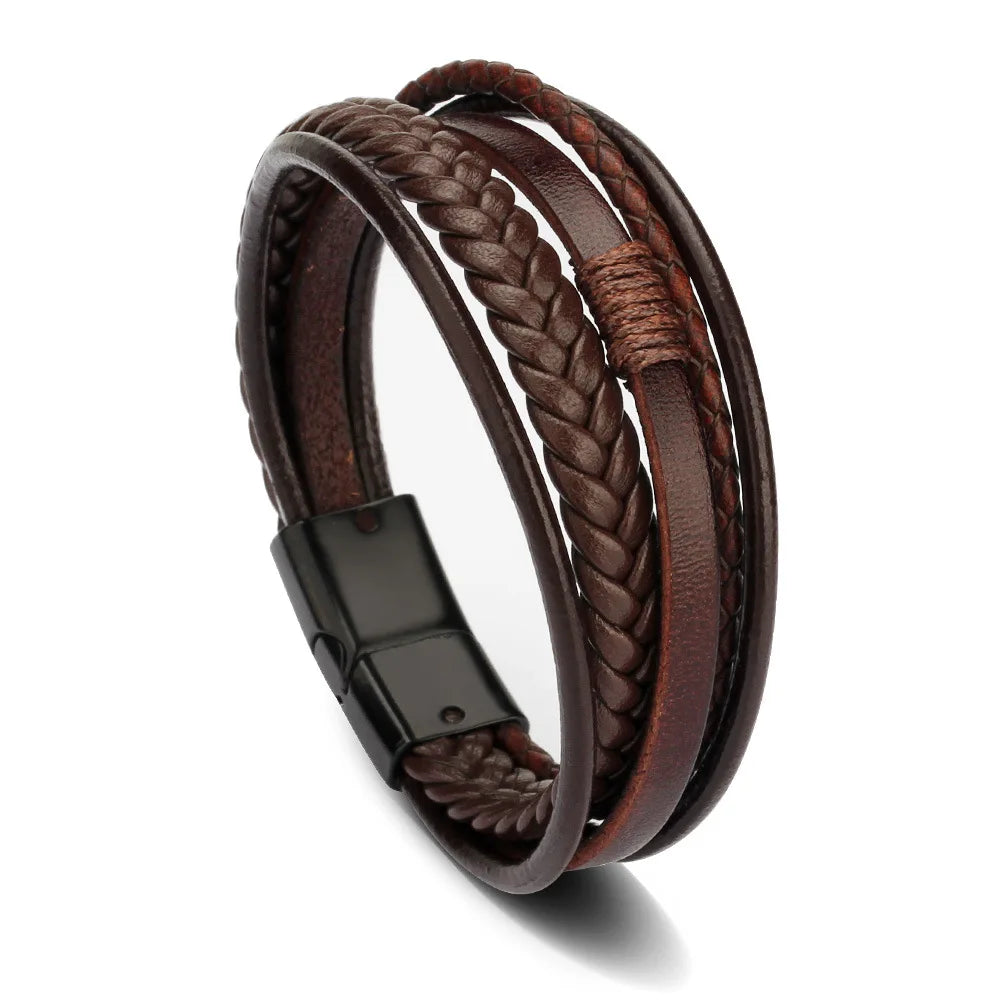 Men's Musical Symbol Leather Bracelet Vintage Creative Men's Bracelet Music Symbol Simple Leather Multi-Layer Bracelet