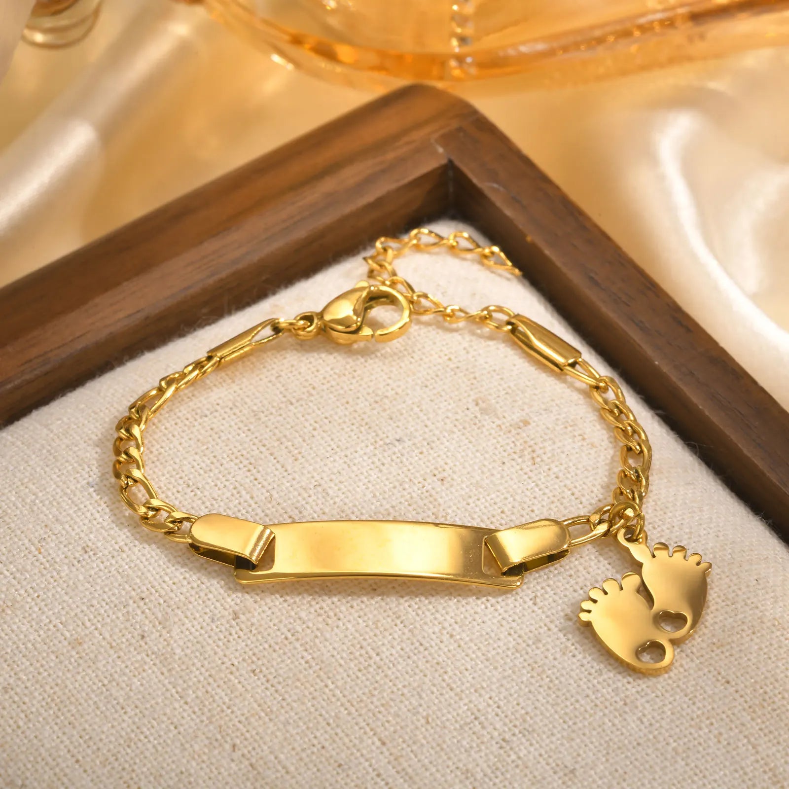 Personalized Baby Bracelet - Custom Name ID Stainless Steel Newborn Baptism Gift