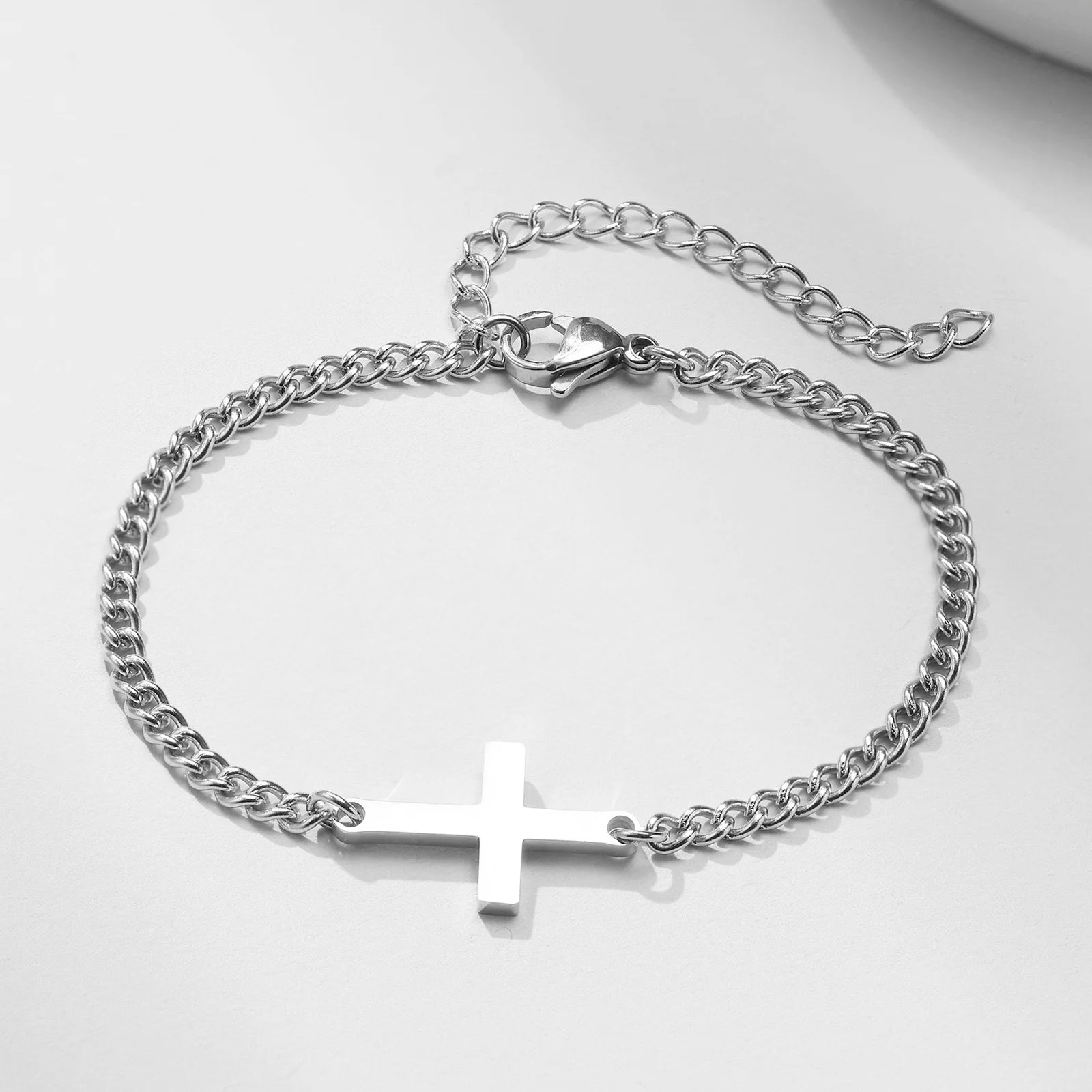 Stainless Steel Cross Religious Christian Bracelets for Men Boys,Wristband Jewelry,Gifts for Him