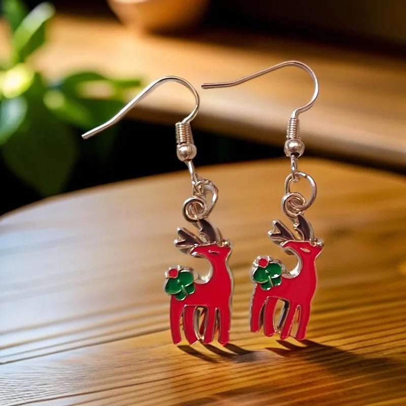 Fashionable Christmas Theme Earrings for Women - Happy Christmas Pendant Tree of Christmas Deer Father Design Mixed Style Jewelr