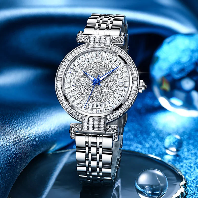 ROMITIME Luxury Diamond Dial Watch - Elegant Waterproof Stainless Steel