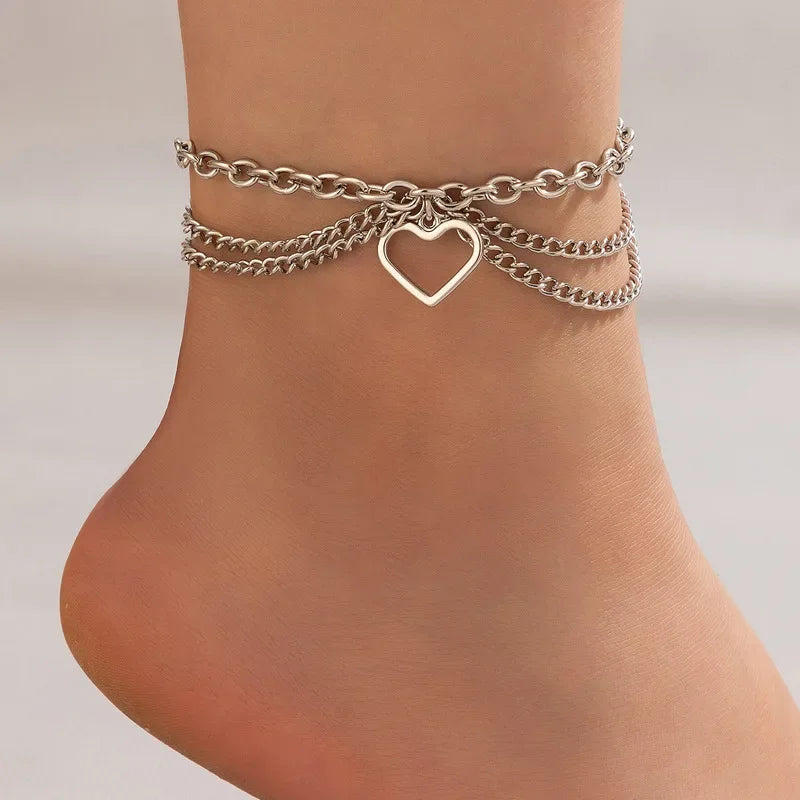Classic Snake Multi-layer Anklet For Women Starfish Heart Shell Sexy Chain On Foot Leg Female Ankle Bracelet Beach Jewelry
