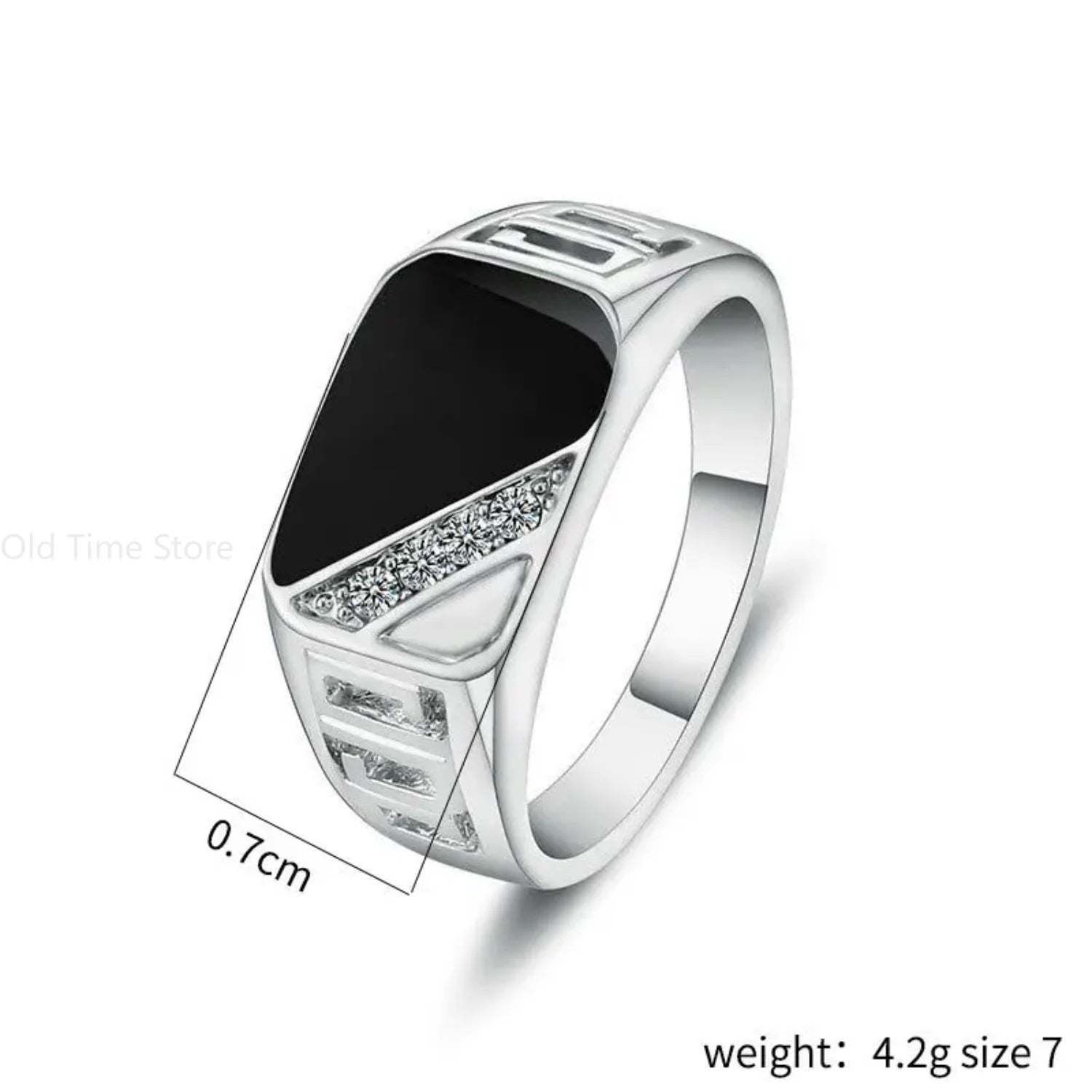Classic Size 5-12 Men Rhineston Jewelry Gold/Silver-Color Black Enamel Male Finger Titanium Stainless Ring