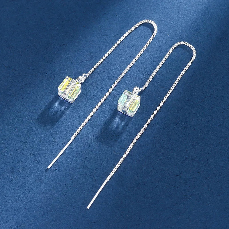 French Luxury Sweet Romantic Long Zircon Tassel Twisted Earrings for Women Temperament Wedding  Banquet Jewelry Gift