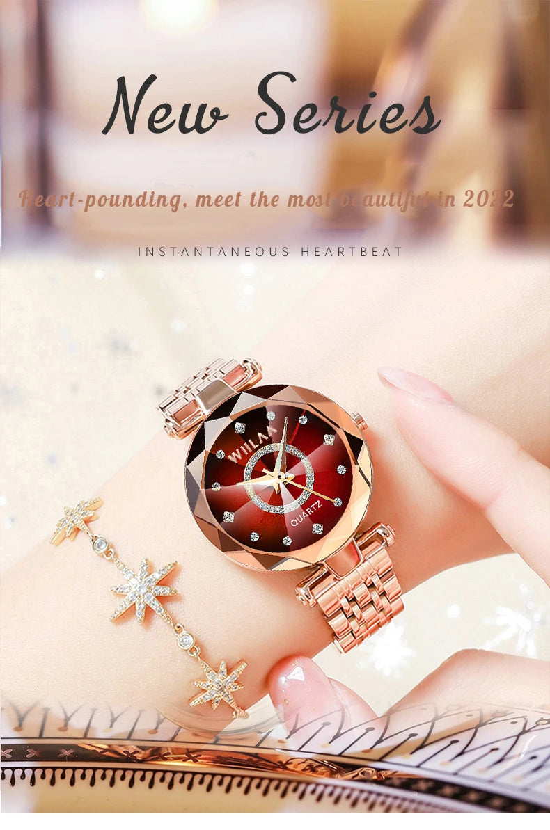 Women Watches 2025 Top Luxury Brand Rhinestone Elegant Ladies Watches Gold Clock Wrist Watches For Women relogio feminino