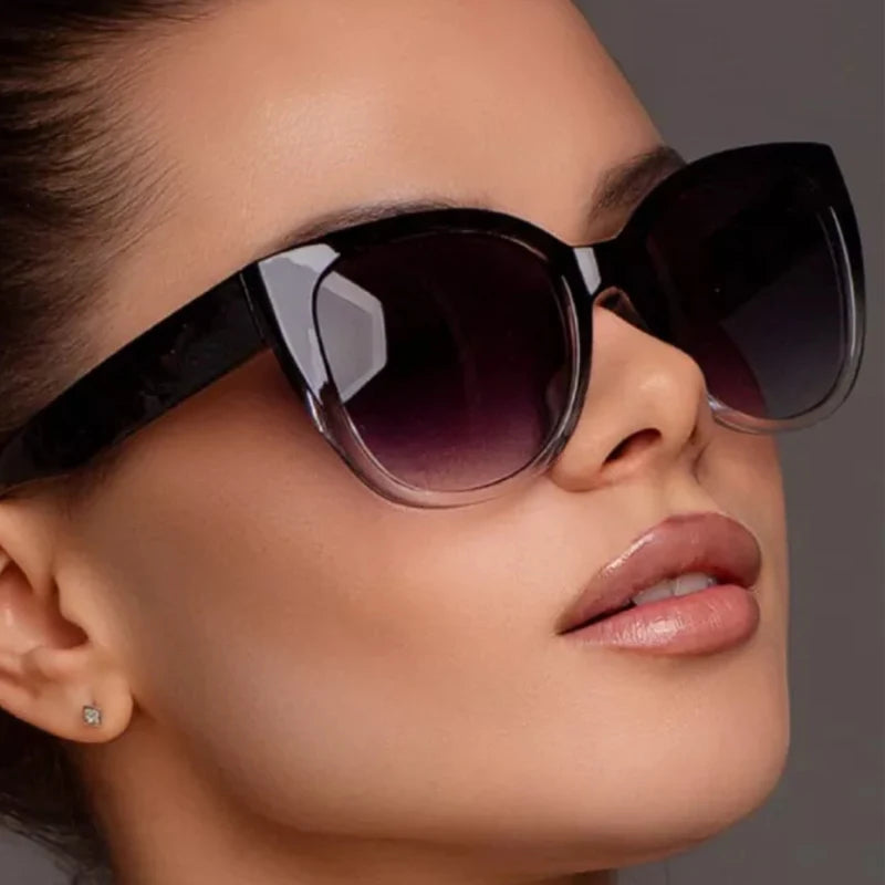 Retro Fashion Cat Eye Sunglasses - Simple Wide Leg Gradient UV400