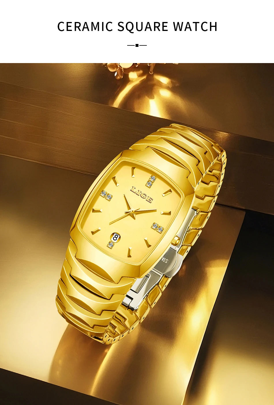 LIGE Fashion Luxury Ceramic Watch - Simple Elegant Calendar Women