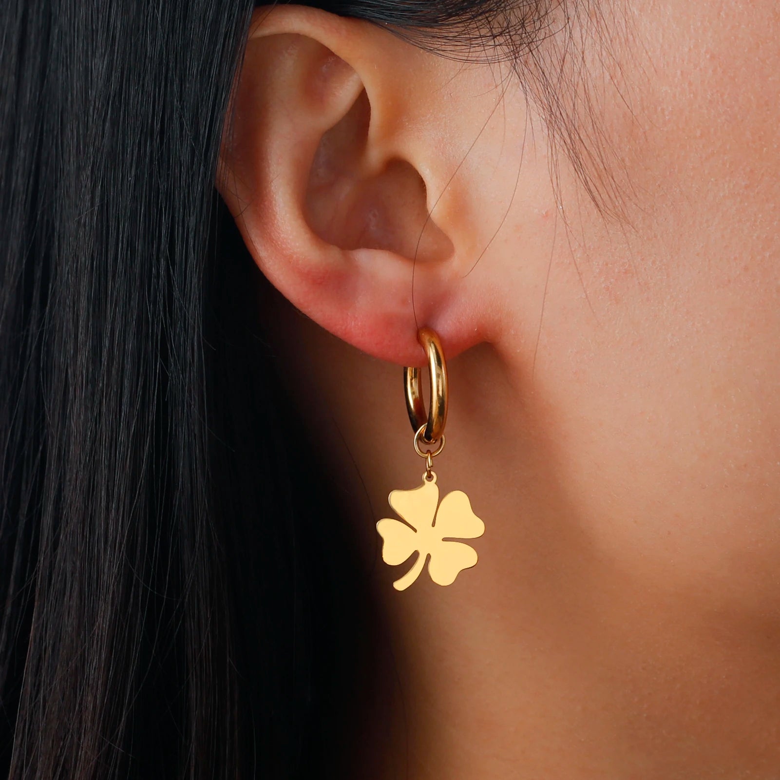 Lucktune Flower Clover Heart Drop Earrings Women Stainless Steel Star Sun Geometry Earrings 2025 New Fashion Kpop Jewelry Gift