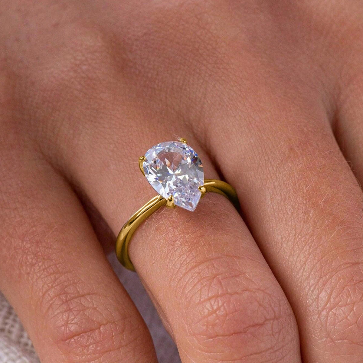 925 Sterling Silver 1-4 CT Simple Sparkling Pear Shape Zircon Ring For Women Engagement Wedding Luxury High Quality Fine Jewelry