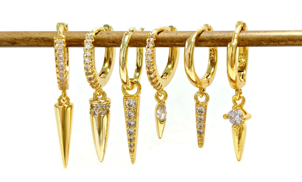 925 Sterling Silver Needle Punk Spike Rivet Hoop Earrings For Women Huggie Earrings Ear Cuff Piercing Earring Gothic Jewelry
