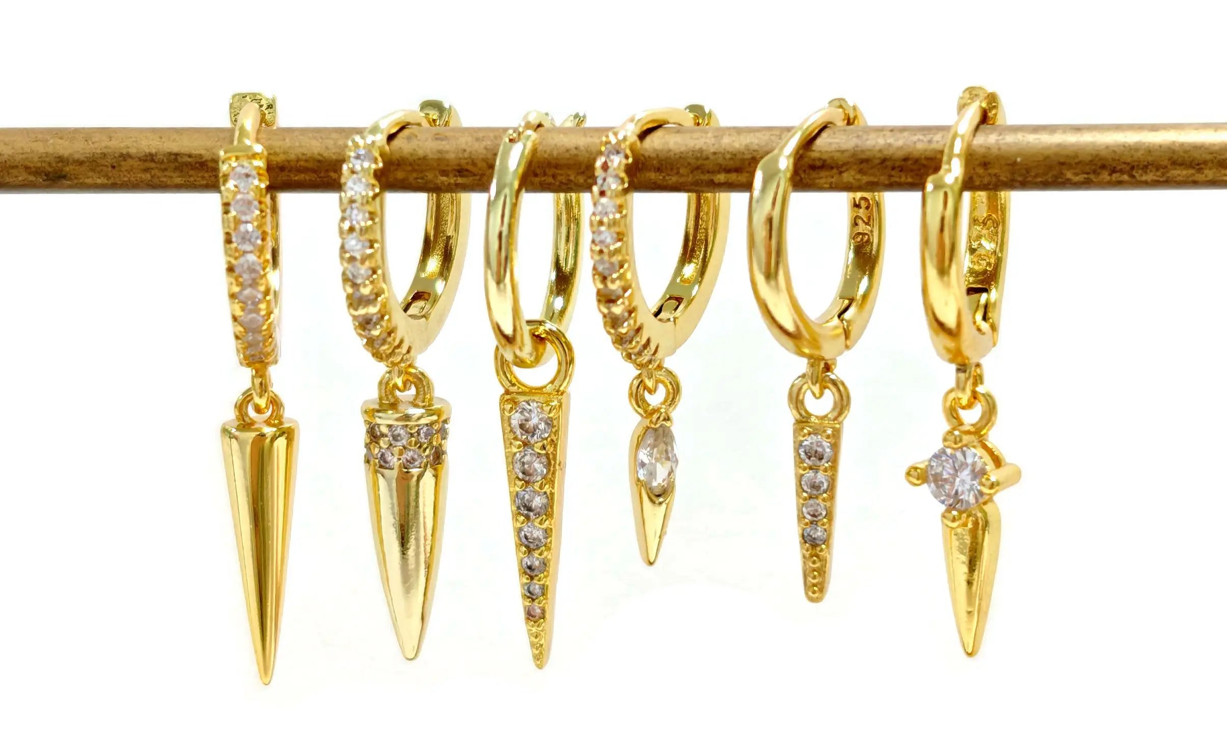 925 Sterling Silver Needle Punk Spike Rivet Hoop Earrings For Women Huggie Earrings Ear Cuff Piercing Earring Gothic Jewelry