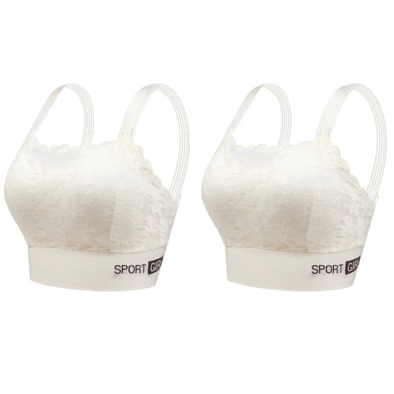 2PCS Women Lace Bras - Wireless Bralette Vest Style Tube Tops
