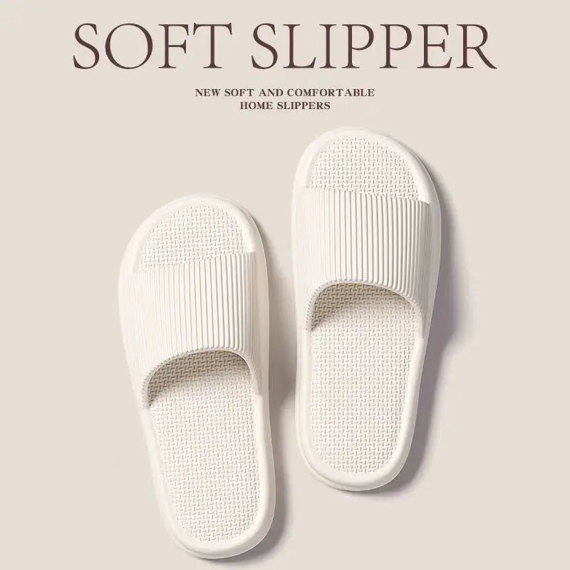 Women Summer Concise EVA Slippers Men Soft Home Slides Couples Bathroom Non-slip Sandals Adults Comfortable Outdoor Beach Shoes