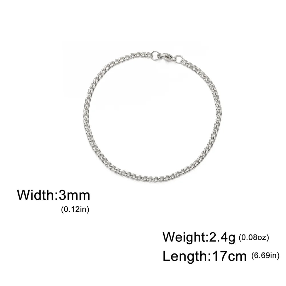 My Shape Fashion Cuban Chain Men Bracelet Stainless Steel 3/5/7/9mm Width Chain Bracelets Figaro Chain Boy Wrist Jewelry Couple