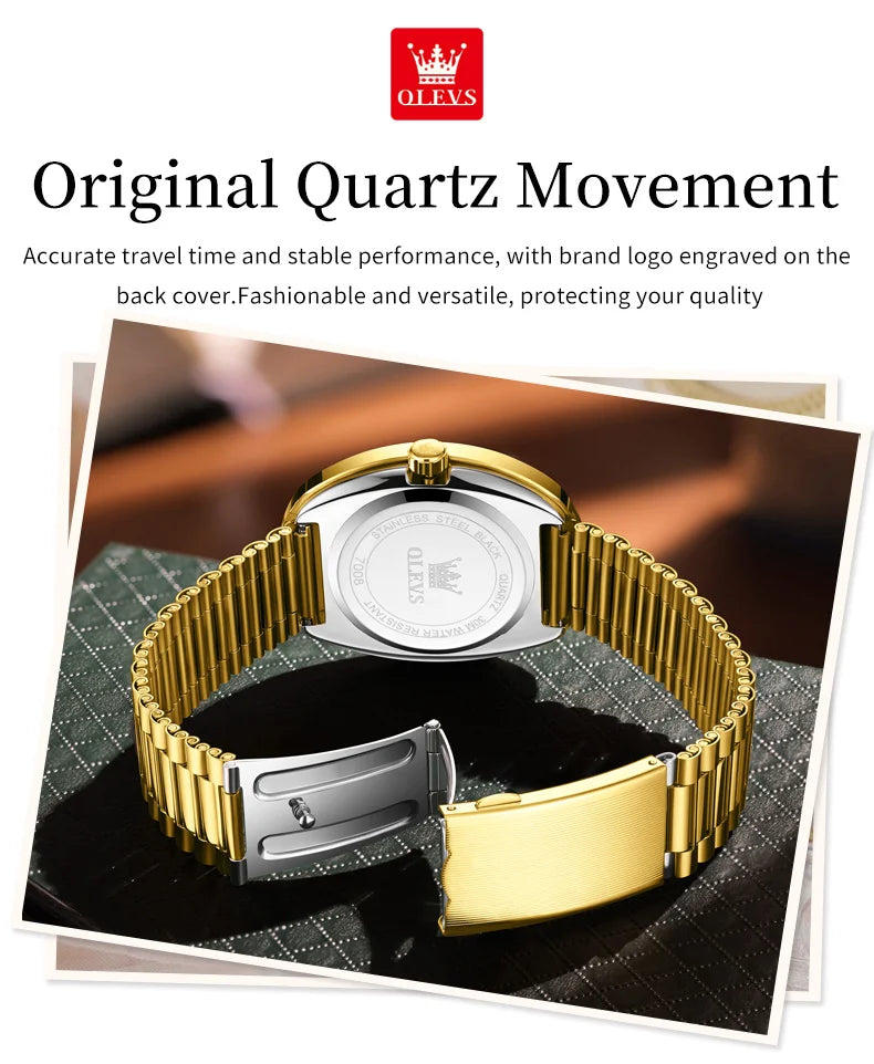 OLEVS Top Luxury Brand Ladies' Watch Elegant Fashion Gold Stainless Steel Women's Watches Calendar Waterproof Quartz Wristwatch