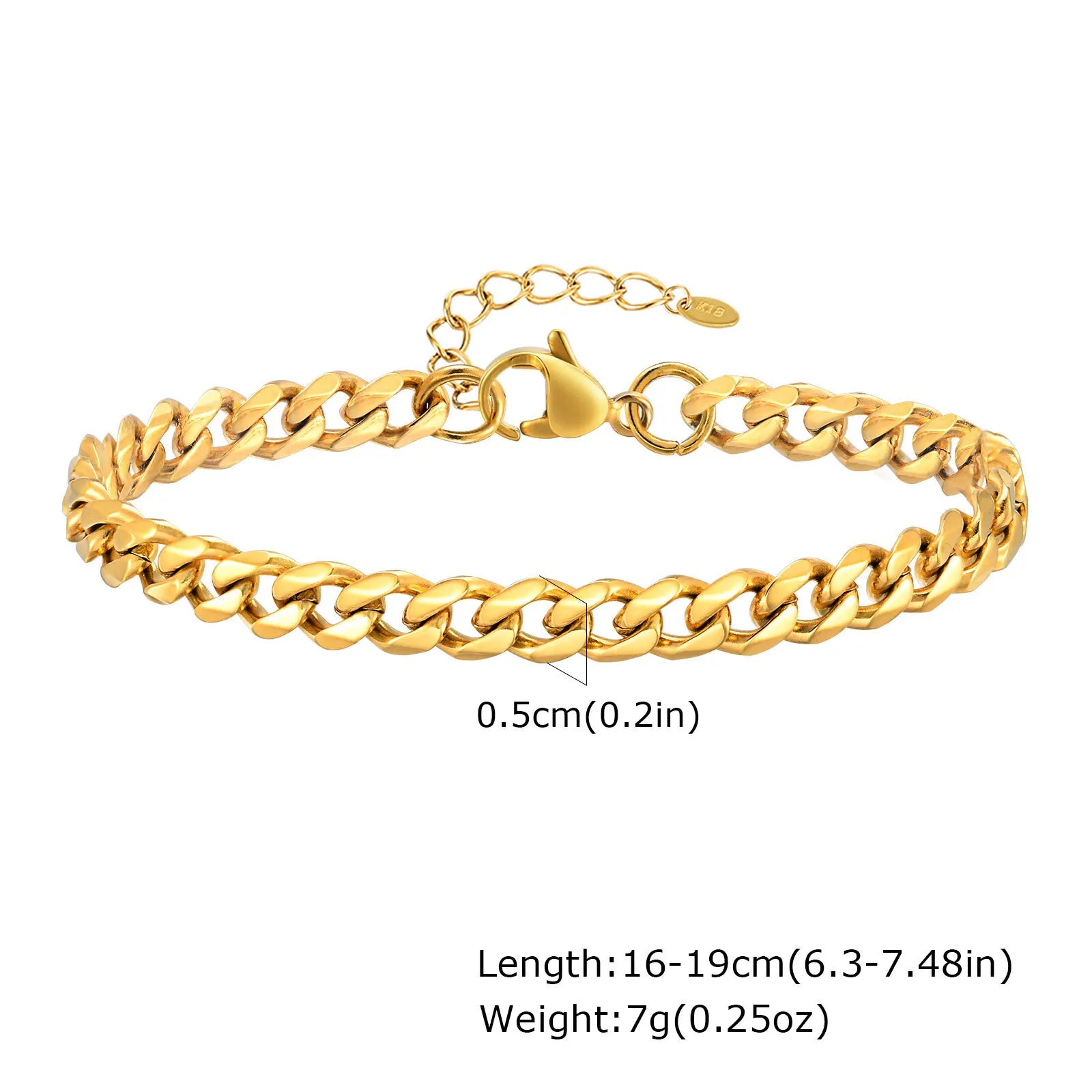 Gold Plated Chunky Chain Bracelet, Stainless Steel Minimalist Link Waterproof, Thick Brand Wristband Bangle For Women