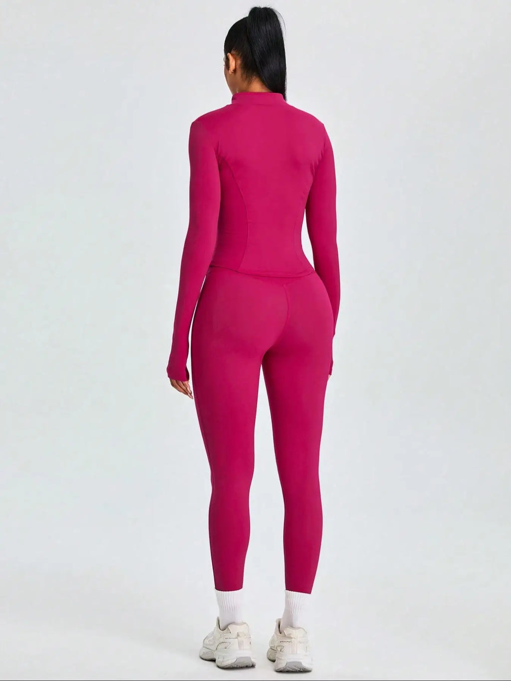 Fitfemme Two-Piece Sports Set - Zip Mock Neck Jacket & Leggings