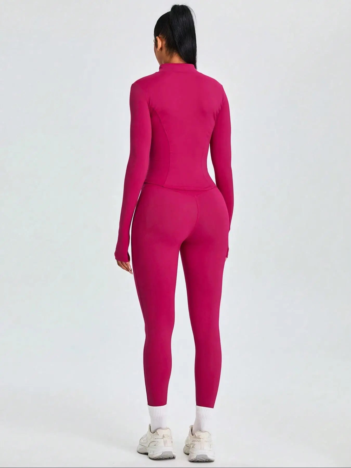 Fitfemme Two-Piece Sports Set - Zip Mock Neck Jacket & Leggings