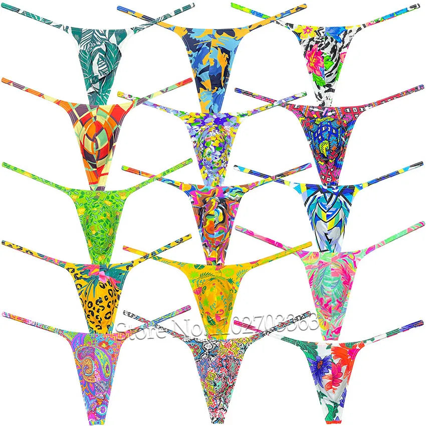 Men's Swim Thongs Micro G-string Enhance Big Pouch Underwear Male T-back Bikini Low Rise Strap Briefs Beach Quick-dry Underpants