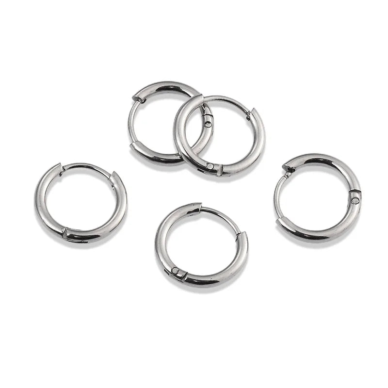 4Pairs Stainless Steel Solid Round Rings Huggies Earrings Set for Women Men Stackable Gold Plated Tiny Ear Cartilage Hoops
