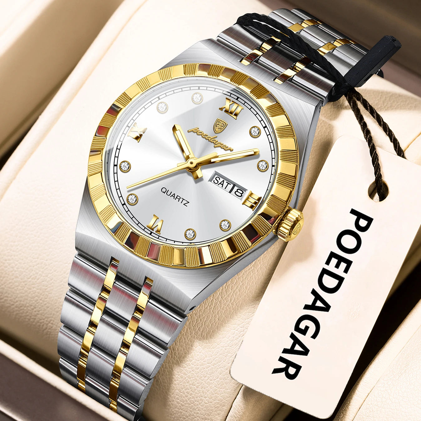 POEDAGAR Luxury Ladies Watch - Luminous Waterproof Week Date Stainless