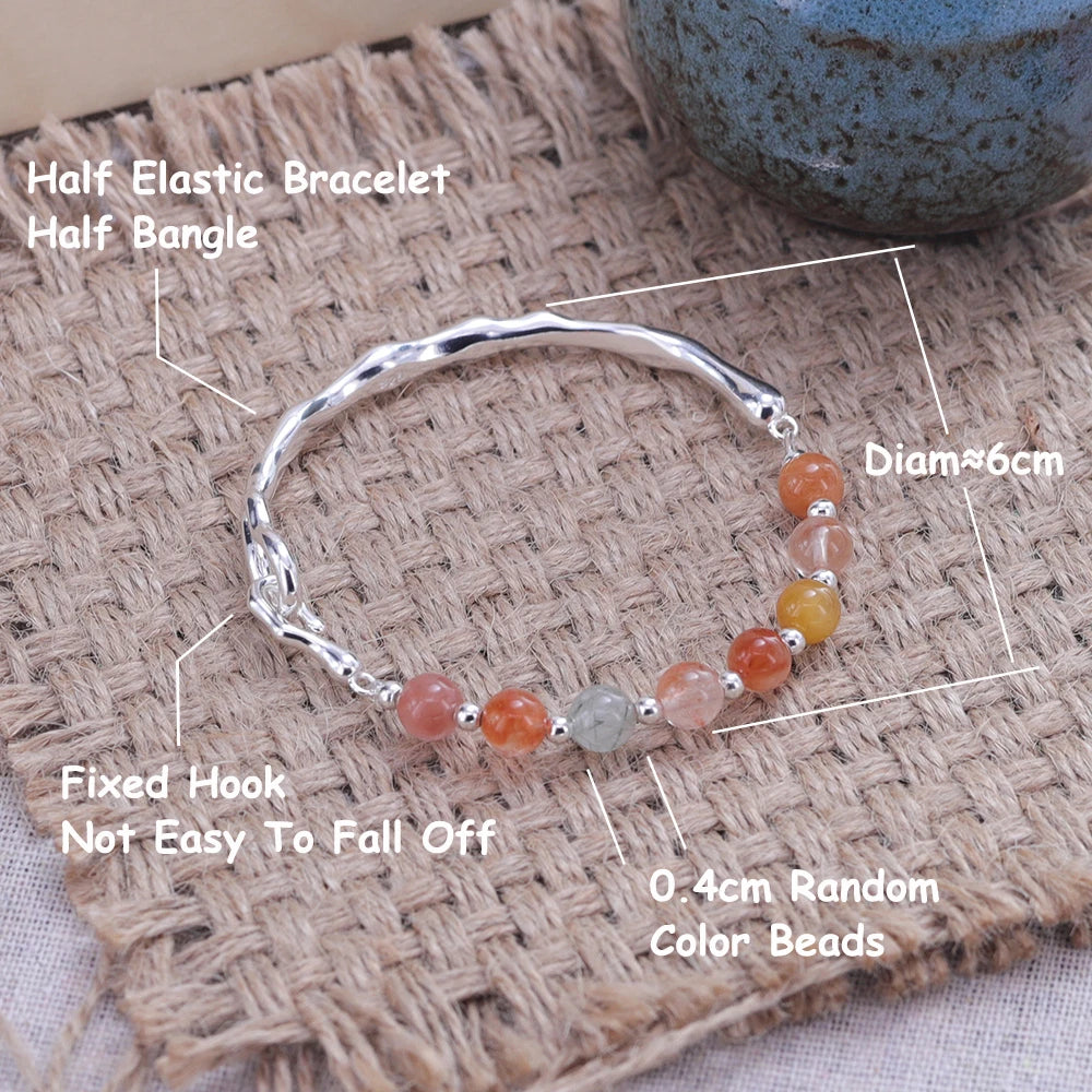 New 925 Silver Geometric Bead Pearl Punk Irregular Asymmetric Adjustable Bracelet For Woman Girl Fashion Jewelry Gift Dropship