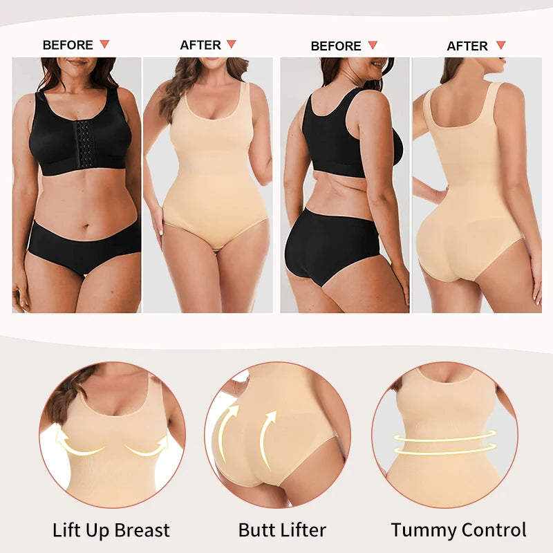 Bodysuit Shapewear - Tummy Control Butt Lifter Low Neck Jumpsuit