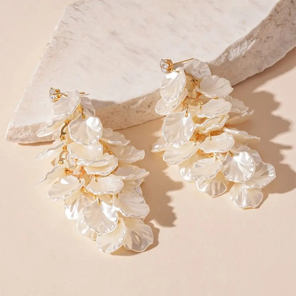 Fashion Exquisite Petals Tassel Earrings Jewelry Exaggerated Drop Earring Luxury Ornaments Vintage Earrings Party
