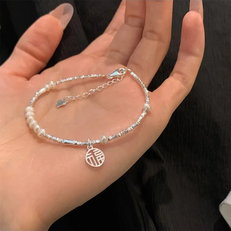 VENTFILLE 925 Sterling Silver Double Layer Pearl Bracelet for Women Girl Design Bead Korean Jewelry Dropshipping