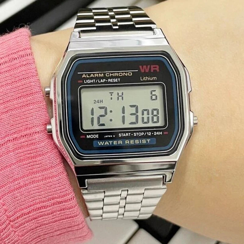 Luxury Gold Silver Sports Military Watches Men Women LED Digital Wristwatches Retro F91W Steel Band Electronic Watch Wrist Clock