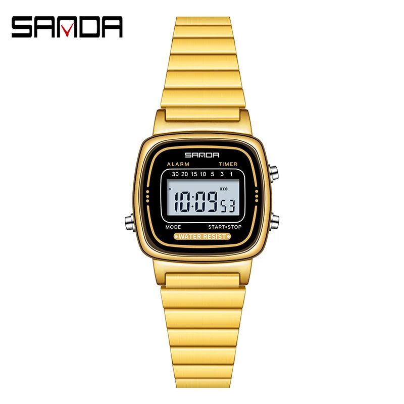 SANDA Golden Quartz Watch - Waterproof Ladies Fashion Wristwatch
