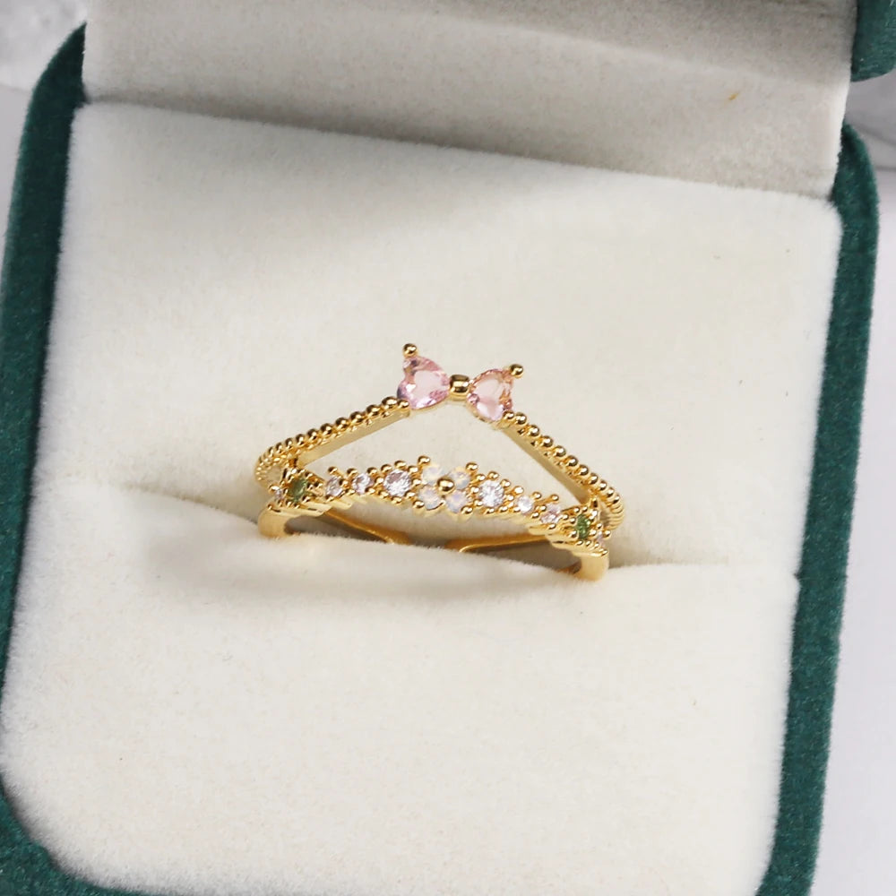 Fashion Moon Heart Flower Butterfly Rings For Women Sweet Girls Exquisite Shiny Rhinestone Crystal Open Ring 2025 Romantic Jewel