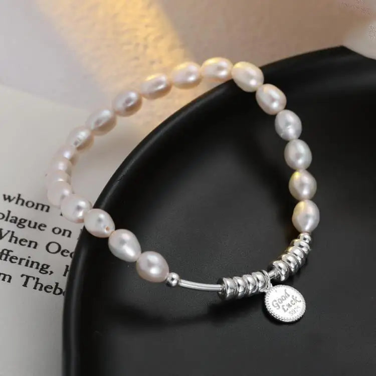 New 925 Silver Geometric Bead Pearl Punk Irregular Asymmetric Adjustable Bracelet For Woman Girl Fashion Jewelry Gift Dropship