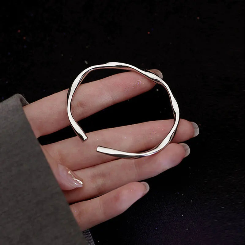 925 Sterling Silver Bracelet Bangle Vintage Open Lock Geometric Punk For Woman Girl Fashion Jewelry Gift Dropship Wholesale