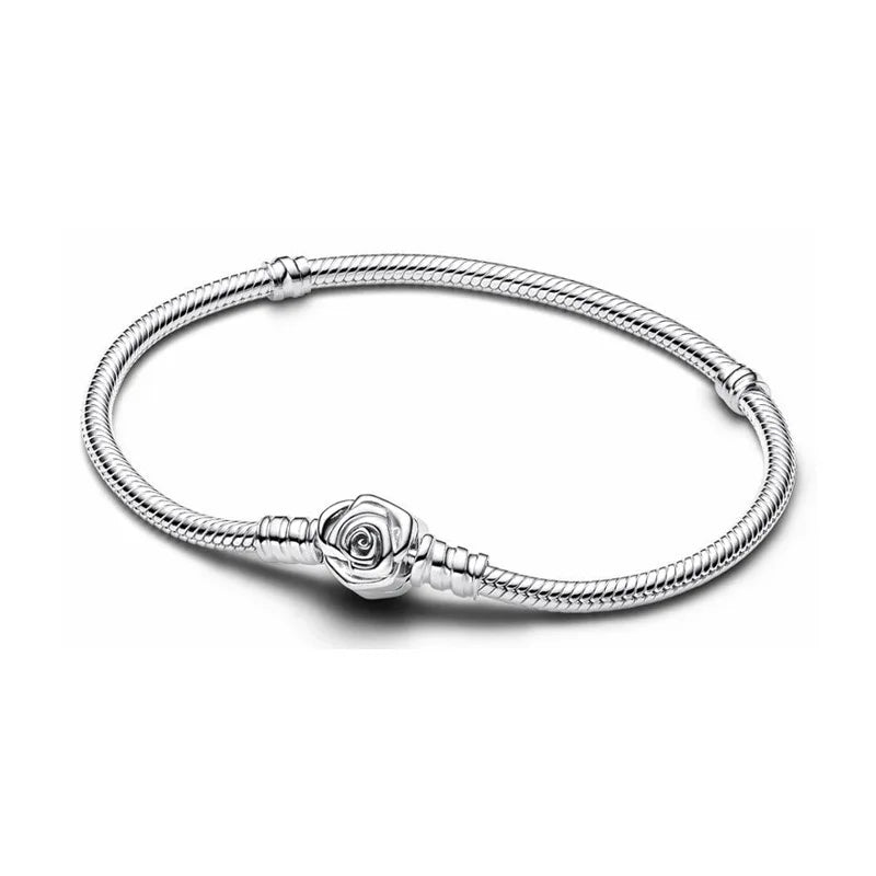 Original 925 Silver Plated Moments Bracelets RoseGold Golden Love Heart Clasp Bead Charm Bracelet For Women DIY Jewelry Gifts